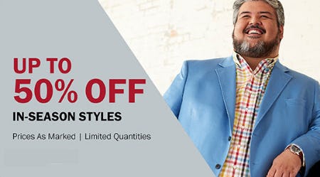 Up to 50% Off In-Season Styles