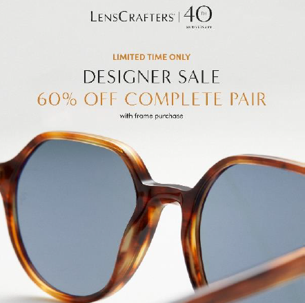 Limited Time Only Designer Sale at LensCrafters - Offers at SouthPointe  Pavilions