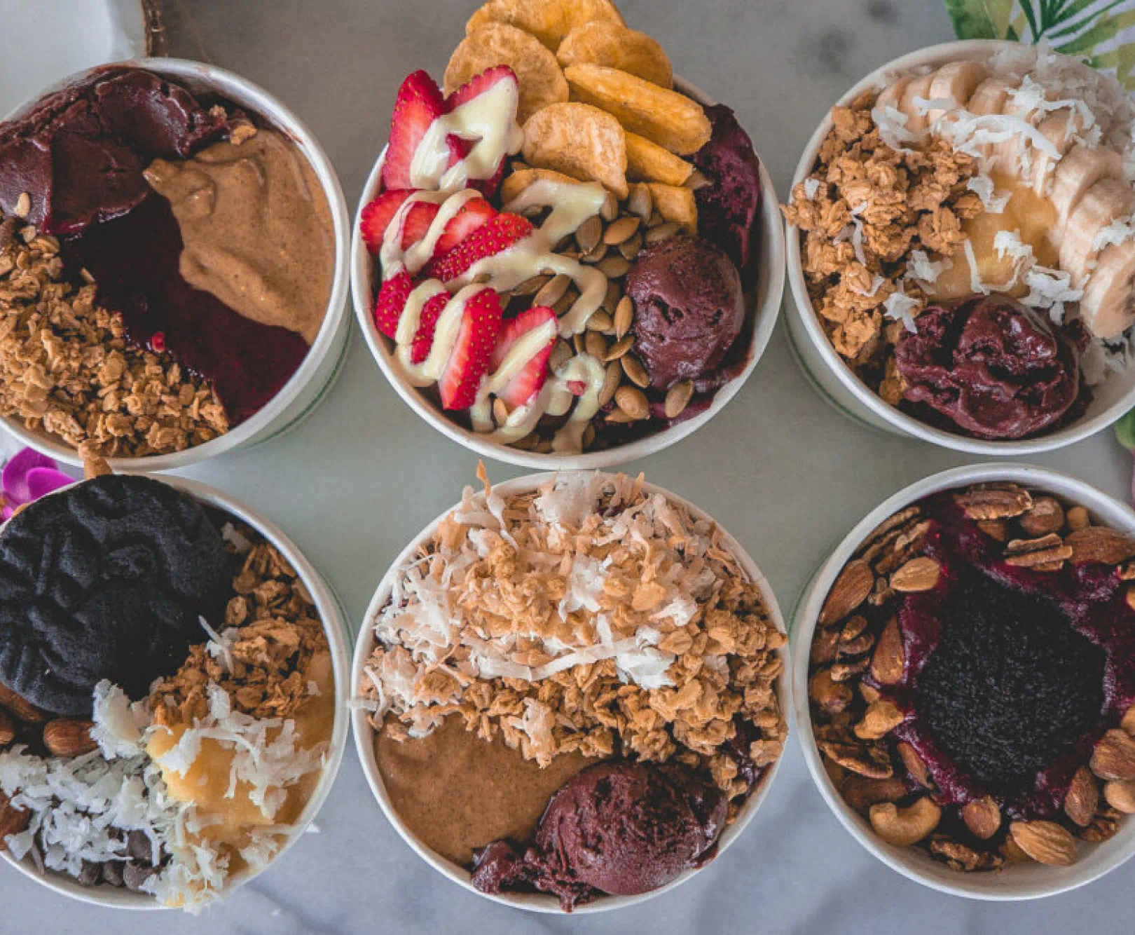 six acai bowls